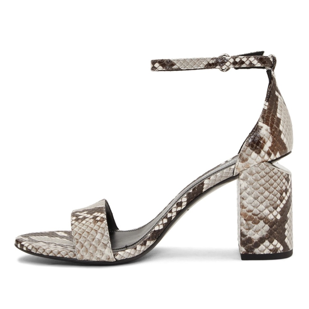alexander wang abby block heel sandals in snake print